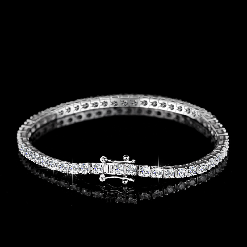 2.5mm Moissanite Tennis Bracelet Original s925 Sterling Silver Plated 14k Gold with GRA Bracelets for Women