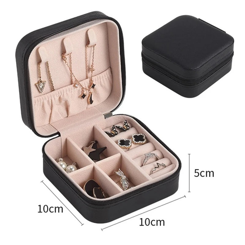 1pcs Single Layer Storage Box Ladies Travel Leather Jewelry Box Classic Black Pure White Fashion Pink Storage Box