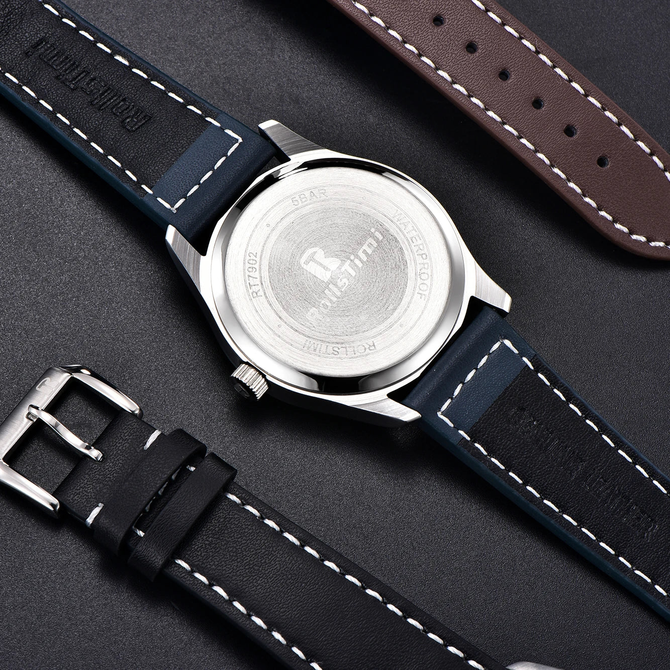 fashion simple Men's quartz watch 2023 New waterproof leather strap mineral glass Men's Wrist Watch 7902 Reloj hombre