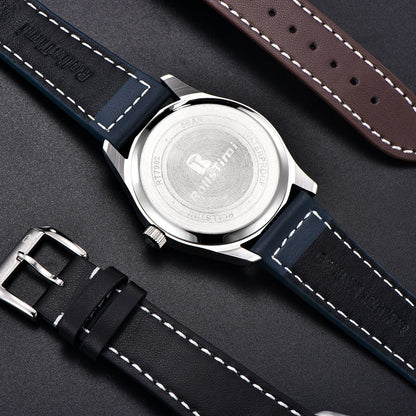 fashion simple Men's quartz watch 2023 New waterproof leather strap mineral glass Men's Wrist Watch 7902 Reloj hombre